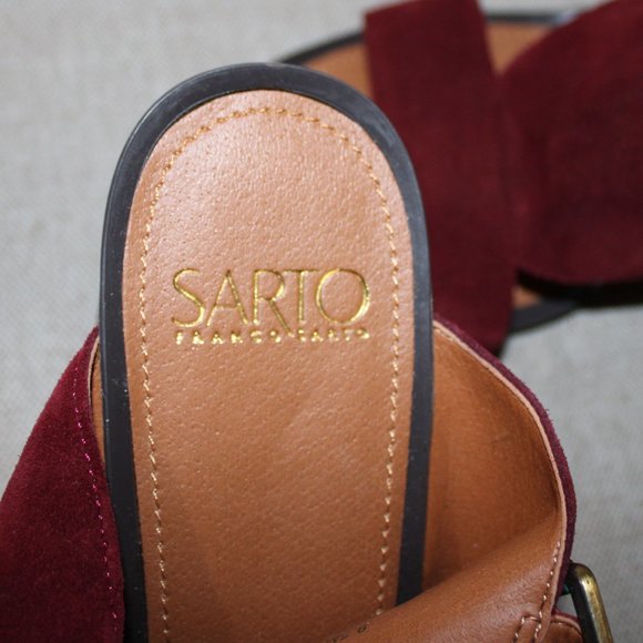 LADIE SARTO BY FRANCO SARTO OPEN TOE/SLING BACK HEELS - 9 1/2 - WINE - Picture 7 of 7